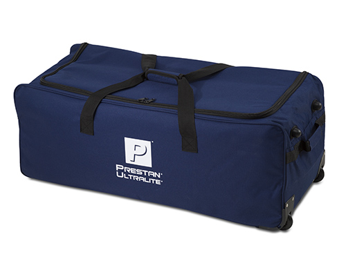 Blue Deluxe Carry Bag on wheels with retractable pull handle for Prestan Ultralite 12-Pack.