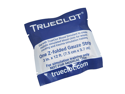 Simulated Hemostatic Gauze, Z-folded, 12’ x 3”